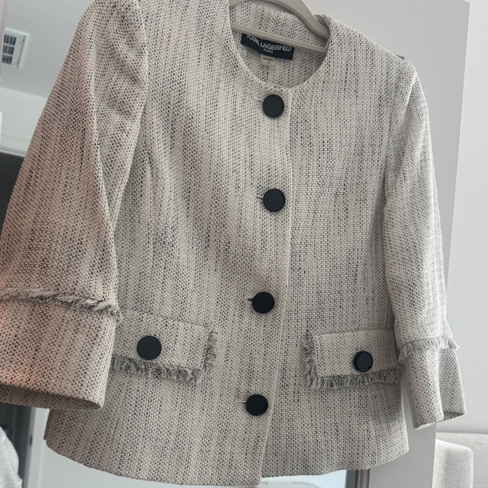Karl Lagerfeld Women's Cream Textured Blazer